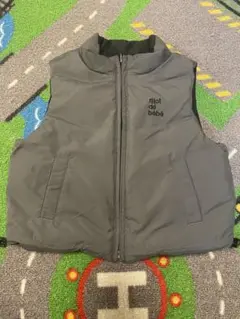 【90cm】fillot de bébé グレー/黒 リバーシブル ダウンベスト