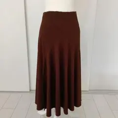 ブラウン フレアスカート ストレッチ素材　Fサイズ