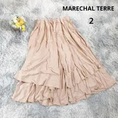 【マルシャルテル】ワイドパンツ ガウチョ (２) フリル ティアード 薄ピンク