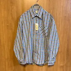 【タグ付き未使用品】長袖シャツ　チェックシャツ　白×青×茶　Lサイズ