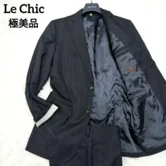 【極美品】ルシック　おしゃれスーツ　黒　ストライプ　XL　大きいサイズ　結婚式等