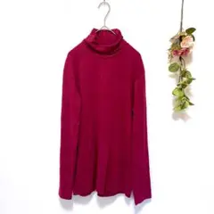 【UNIQLO】ソフトタッチタートルネック 長袖セーター レッド (M)