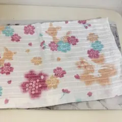 比較的美品 奈良限定 多色花柄ガーゼ生地 花 鹿 お土産 しか