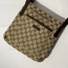 GUCCI GG柄 ショルダーバッグ サコッシュ 斜め掛け レザー×キャンバス