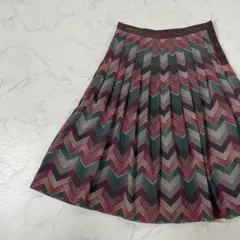 美品 MARGARET HOWELL 日本製 プリーツ ひざ丈 スカート Ⅱ