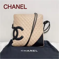 希少 CHANEL シャネル カンボンライン ショルダーバッグ ベージュ 黒
