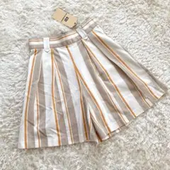未使用 ROSASEN ロサーセン ストライプ キュロット パンツ ベージュ S