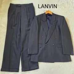 美品 ランバン スーツ ダブル グレンチェック サイズ50 XL チャコール