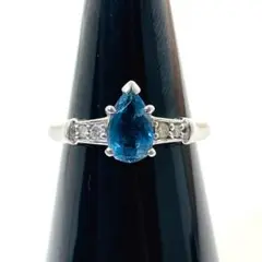 5-1 天然アクアマリン リング 0.78ct 天然ダイヤ PT900