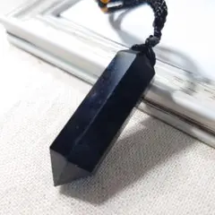 【最強の魔除け・お守り】漆黒の黒水晶モリオンの六角柱双剣ネックレス ①