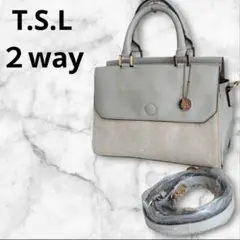 T.S.L 2way ショルダーバッグ ハンドバッグ グレー