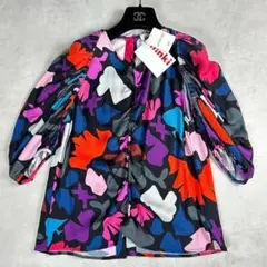 新品タグ付き　minki ミンキ　マルチプリントシャツ　バックボタン
