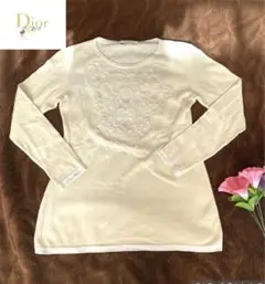 Christian Dior カットソー 長袖シャツ ビジュー コットン M