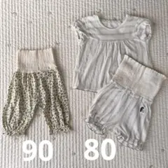 バースデイ　メッシュパジャマ上下　半袖　80 腹巻き付き　パンツ 90