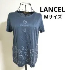 【美品 希少】LANCEL ロゴ入りリーフ柄 半袖 Tシャツ M グレー パリ