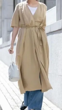 Sonnylabel カシュクールリネン混ワンピース