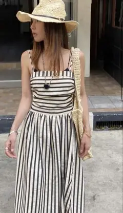 ストライプ キャミロングワンピース
