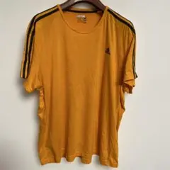 adidas アディダス イエロー 3本ライン Tシャツ 3XL