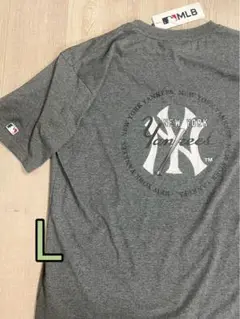 MLB ヤンキース Tシャツ 半袖 サークルロゴ カスレ ブラック L
