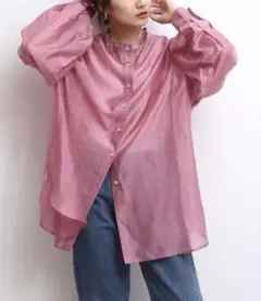 Ungrid シアーブラウス シャツ スリーブボリューム ピンク 長袖 美品