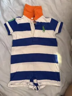 Ralph Lauren 6M 青白ストライプロンパース