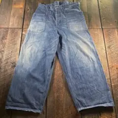古着　ジャーナルスタンダード　ワイドデニム　シンチバック　XL ヴィンテージ加工