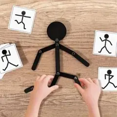78木製　知育玩具　棒人間パズル 運動の人 モンテッソーリ　おもちゃ 絵合わせ