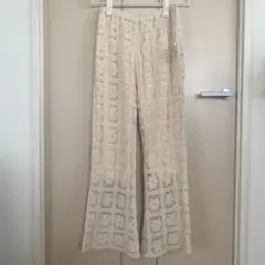 コットン100%ニットパンツレースニット裏地付き
