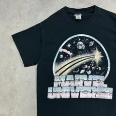 MARVEL UNIVERSE　流れ星　宇宙　イラスト　Tシャツ　古着　黒　S