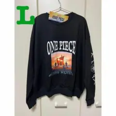 新品　ONE PIECE フロントプリント　スウェット　ブラック　L