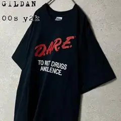 00sGILDANギルダンD.A.R.E.デアTシャツy2k状態良好ブラック黒