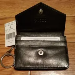 BARNEYS NEW YORK 新品未使用タグ付 黒カードケース キーリング付