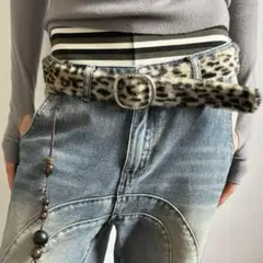 Y2K Leopard Fur Belt ファーベルト　新品　AFB opim