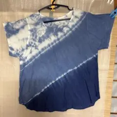 ［新品］ネイビーライトブルーホワイトタイダイ レディースTシャツ