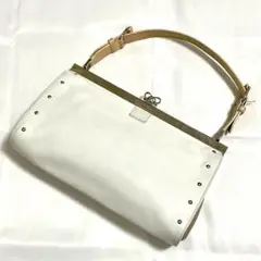 美品 ロエベ バタフライ がま口 スタッズ レザー ハンドバッグ 肩掛け