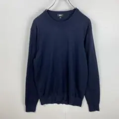 美品 UNIQLO ユニクロ スーピマコットンボーダーグルーセーター L