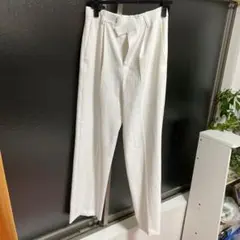 ホワイトストレートパンツ ウエストゴム