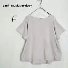 c4027【earth】半袖 カットソー F ベージュ グレー オーバーサイズ