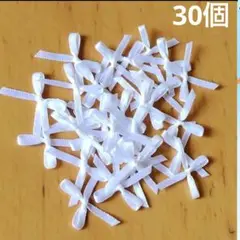 30個 リボン モチーフ サテンリボン ハンドメイド 白 ホワイト デコ バッグ