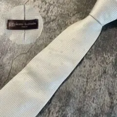 AN116 pierre balmain シルバー ホワイト シルク ネクタイ