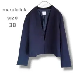 マーブルインク　ノーカラージャケット　ショート丈　ネイビー　Ｍ　フォーマル