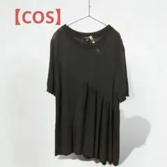半袖チュニック✨半袖サマーニット•ゆったりプリーツデザイン•COSトップス•黒