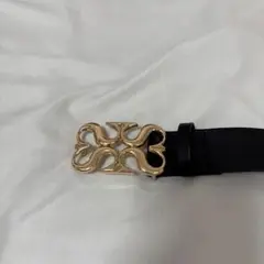 ブラックレザー ベルト ゴールドバックル
