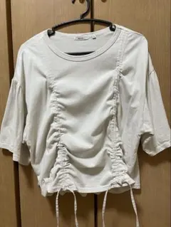 niko and... オフホワイト ギャザー Tシャツ 半袖