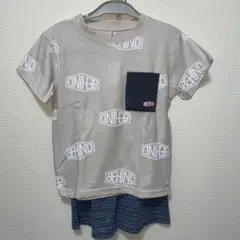 最安値❣️新品　ベージュプリントTシャツと紺色パンツセット