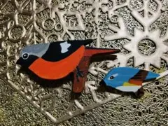 ジョウビタキマグネット、ルリビタキピンバッチ