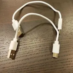 USB Type-A to Type-C充電ケーブル ホワイト 18cm x2本