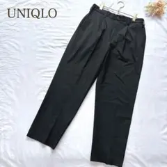 美品　ユニクロ　UNIQLO ストレートパンツ　ワイド　ブラック　L ゴム　紐