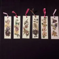 押し花デザインのしおり6枚セットE