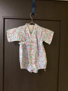 水色花柄甚平 ショートオール　70cm